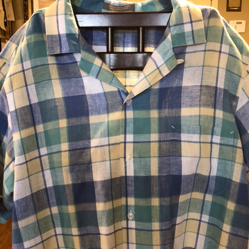 Cremieux short sleeved button down shirt, multicolored L